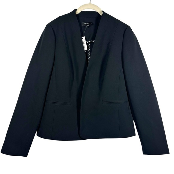 NWT Talbots Blazer Jacket Women's‎ 6 Black Open Front Career Professional Office - Picture 1 of 10